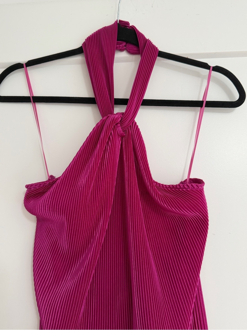 Endless Blu Fuchsia Plisse Pleated Dress, Size Large
